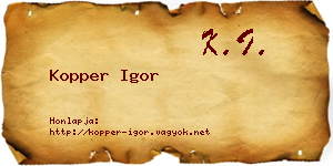 Kopper Igor névjegykártya